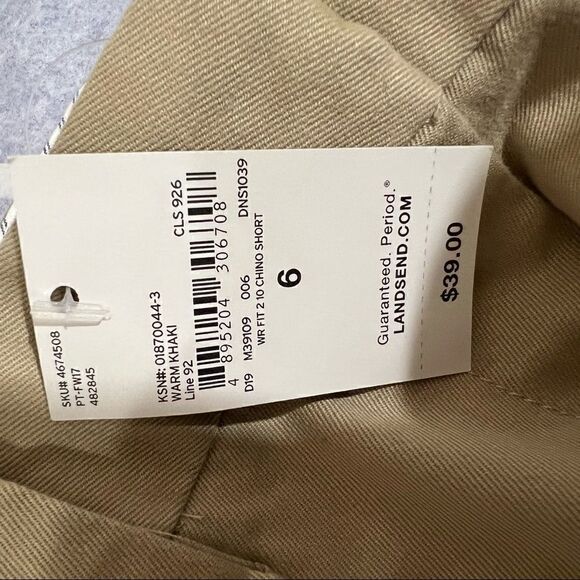 Lands’ End Warm Beige Flat Front Chino Shorts Brand New! - Picture 7 of 9